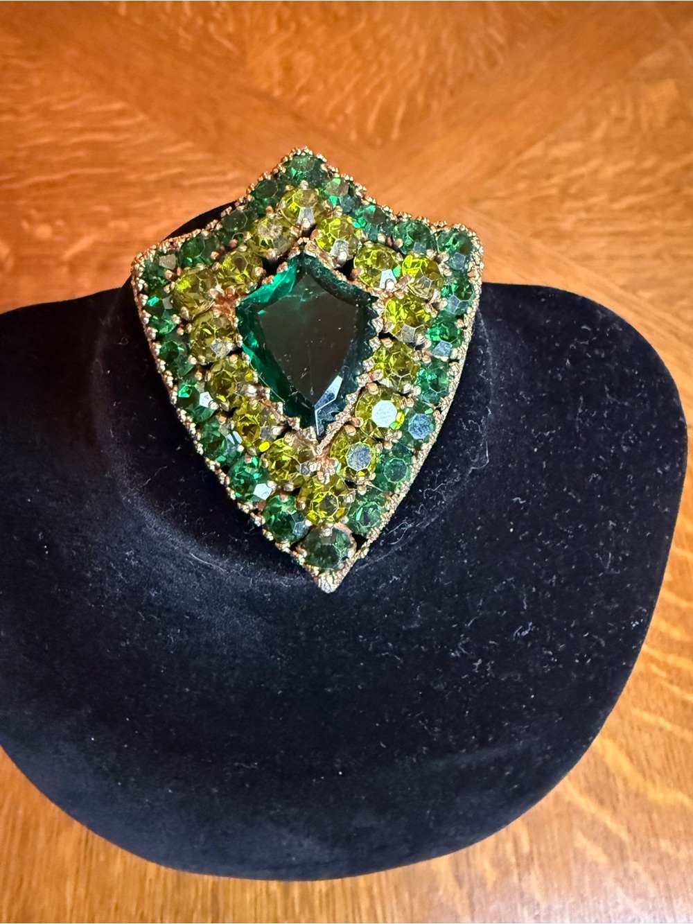 Weiss Vintage Green Crystal Brooch